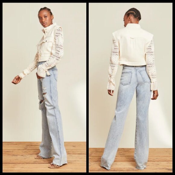 💕VERONICA BEARD💕 Dylan Straight Leg Jeans Distressed Pebble Stone Blue 25 NWT - Picture 8 of 16